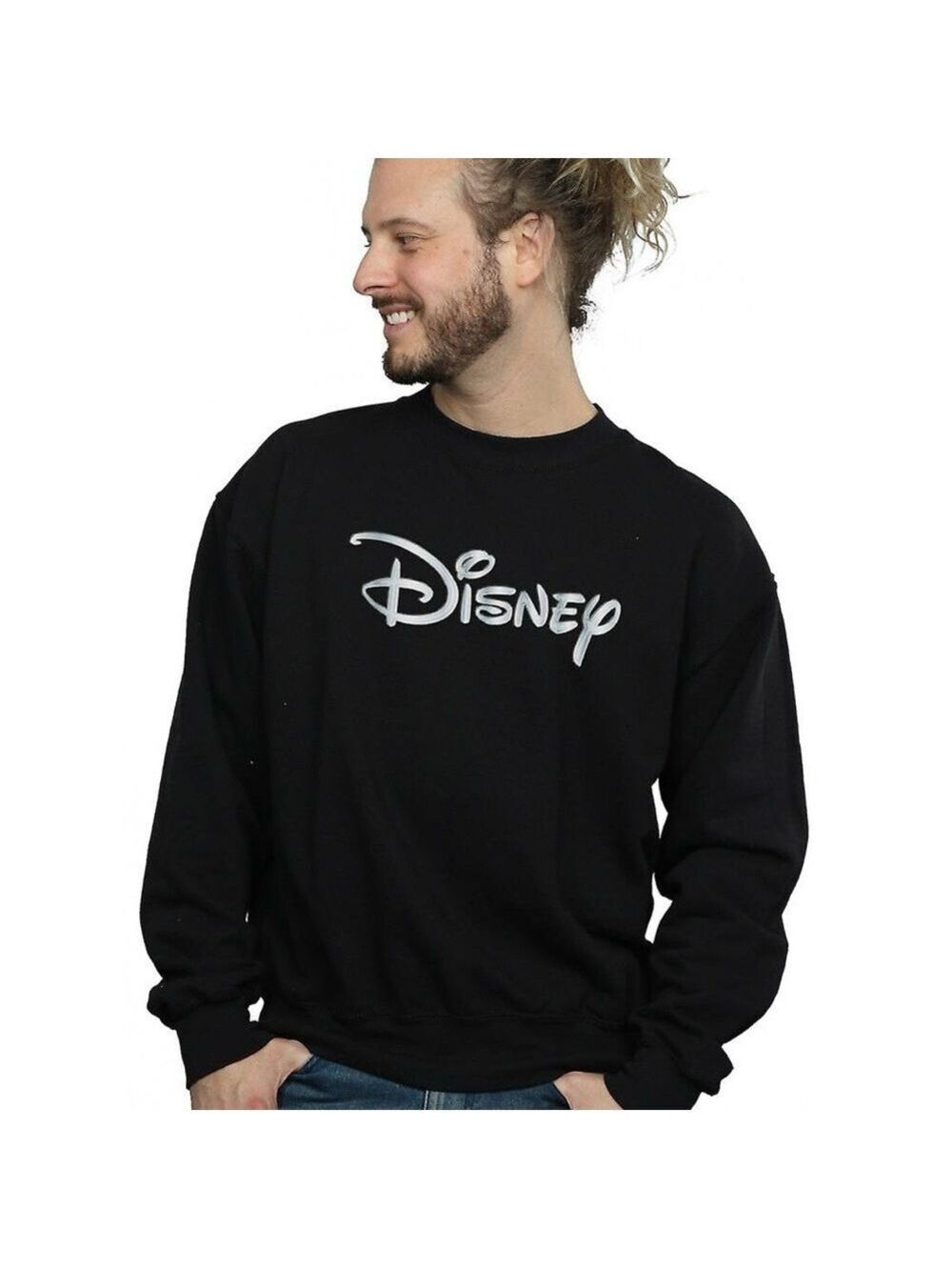 Disney Black with Silver Logo Long Sleeve Unisex Sweatshirt - Picture 3 of 12